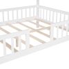 Full Size Wood House Bed with Fence