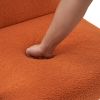 Solid Wood Armrest Teddy Velvet Simple Single Indoor Lounge Chair Backrest Burnt Orange