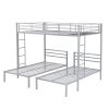 Full over Twin&Twin Size Bunk Metal Bed with Built-in Shelf