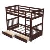 Twin-Over-Twin Bunk Bed with Ladders and Two Storage