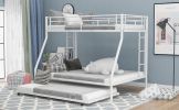 Twin over Full Bed with Sturdy Steel Frame, Bunk Bed with Twin Size Trundle, Two-Side Ladders