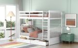 Twin-Over-Twin Bunk Bed with Ladders and Two Storage