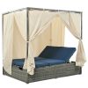 Adjustable Sun Bed With Curtain; High Comfort; With 3 Colors