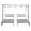 Full over Twin&Twin Size Bunk Metal Bed with Built-in Shelf