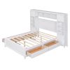 Full Size Wooden Bed With All-in-One Cabinet and Shelf