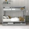 Full-Over-Full Bunk Bed with Ladders and Two Storage Drawers