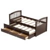 Twin over Twin Wood Bunk Bed with Trundle and Drawers