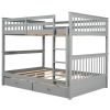 Full-Over-Full Bunk Bed with Ladders and Two Storage Drawers