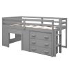 Twin Size Loft Bed with Cabinet and Shelf