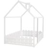 (Slats are not included) Full Size Wood Bed House Bed Frame with Fence;  for Kids;  Teens;  Girls;  Boys