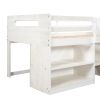 Twin size Loft Bed with Two Shelves and Two drawers