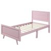 Wood Platform Bed Twin Bed Frame Mattress Foundation with Headboard and Wood Slat Suppor