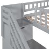 Stairway Twin Size Loft Bed with Two Drawers and Slide