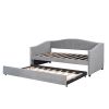 Upholstered Daybed Sofa Bed Twin Size With Trundle Bed and Wood Slat