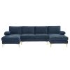 U-Shaped 4-Seat Indoor Modular Sofa Grey-Blue Color