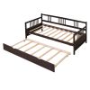 Twin Size Daybed Wood Bed with Twin Size Trundle