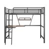 Full Size Loft Metal&MDF Bed with Desk and Shelf,