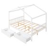 Full Size House Platform Bed with Two Drawers; Headboard and Footboard; Roof Design