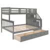 Stairway Twin-Over-Full Bunk Bed with Drawer;  Storage and Guard Rail for Bedroom;  Dorm;  for Adults