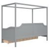 Twin Size Wooden Canopy Daybed with 3 in 1 Storage Drawers