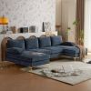 U-Shaped 4-Seat Indoor Modular Sofa Grey-Blue Color