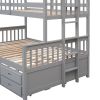 Twin-Over-Full Bunk Bed with Twin size Trundle ;  Separable Bunk Bed with Drawers for Bedroom