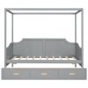 Twin Size Wooden Canopy Daybed with 3 in 1 Storage Drawers