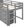 Twin Size Loft Bed with Cabinet and Shelf