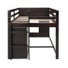 Twin Size Loft Bed with Cabinet and Shelf