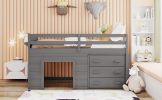 Twin Size Loft Bed with Cabinet and Shelf