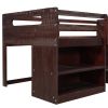 Twin size Loft Bed with Two Shelves and Two drawers