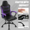 Video Gaming Computer Chair, Office Chair Desk Chair with Arms, Adjustable Height Swivel PU Leather Executive with Wheels for Adults Women Men, Purple