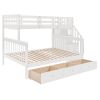 Stairway Twin-Over-Full Bunk Bed with Drawer;  Storage and Guard Rail for Bedroom;  Dorm;  for Adults