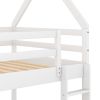 Twin over Twin Low Bunk Bed, House Bed with Ladder , White