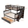 Stairway Twin-Over-Full Bunk Bed with Drawer;  Storage and Guard Rail for Bedroom;  Dorm;  for Adults