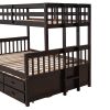 Twin-Over-Full Bunk Bed with Twin size Trundle ;  Separable Bunk Bed with Drawers for Bedroom