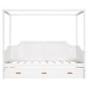 Twin Size Wooden Canopy Daybed with 3 in 1 Storage Drawers