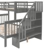 Stairway Twin-Over-Full Bunk Bed with Drawer;  Storage and Guard Rail for Bedroom;  Dorm;  for Adults