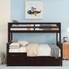 Twin-Over-Full Bunk Bed with Twin size Trundle ;  Separable Bunk Bed with Drawers for Bedroom