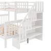 Stairway Twin-Over-Full Bunk Bed with Drawer;  Storage and Guard Rail for Bedroom;  Dorm;  for Adults