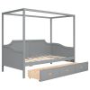 Twin Size Wooden Canopy Daybed with 3 in 1 Storage Drawers