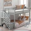 Twin over Twin Floor Bunk Bed;  Ladder with Storage