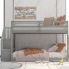 Twin over Twin Floor Bunk Bed;  Ladder with Storage