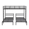 Full over Twin&Twin Size Bunk Metal Bed with Built-in Shelf