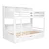 Twin Size Bunk Bed with Built-in Shelves Beside both Upper and Down Bed and Storage Drawe