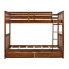 Twin-Over-Twin Bunk Bed with Ladders and Two Storage