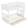 Twin-Over-Twin Bunk Bed with Ladders and Two Storage