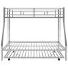 Twin over Full Bed with Sturdy Steel Frame, Bunk Bed with Twin Size Trundle, Two-Side Ladders