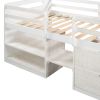 Twin size Loft Bed with Two Shelves and Two drawers