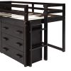 Twin Size Loft Bed with Cabinet and Shelf